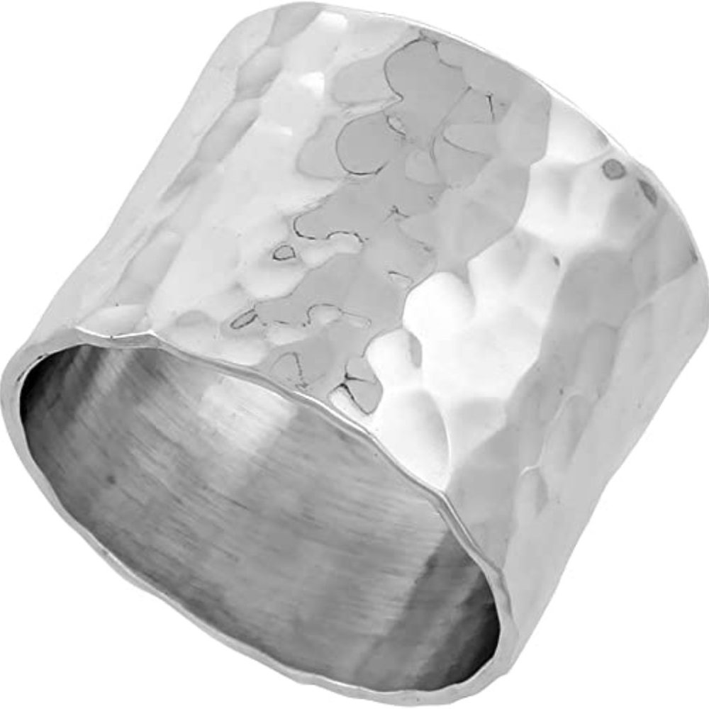 Fashion Shaped Alloy Hand Hammered Chunky Rings for Women Size 7 - Picture 7 of 15